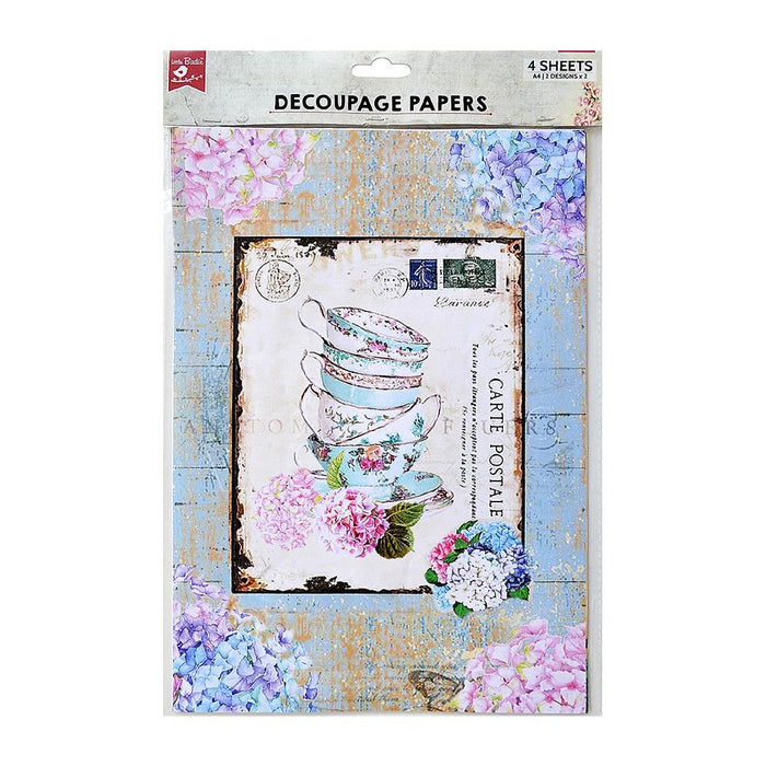 Little Birdie Decoupage Paper A4 4/Pkg-Post Perfect