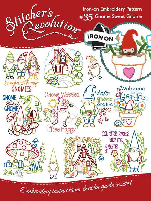 Stitcher's Revolution Iron-On Transfers-Gnome Sweet Gnome