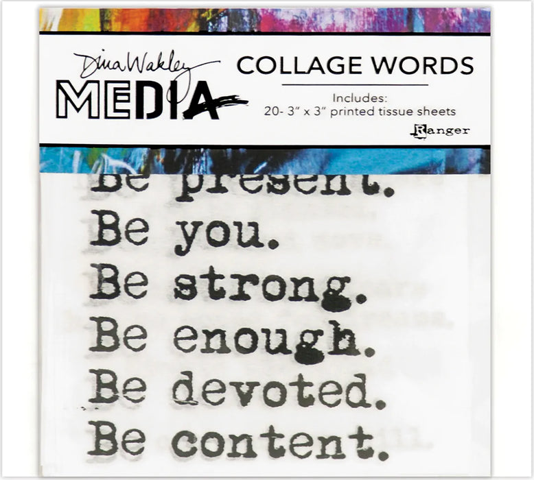 Dina Wakley Media Collage Word Pack 3"X3" 20/Pkg-#1