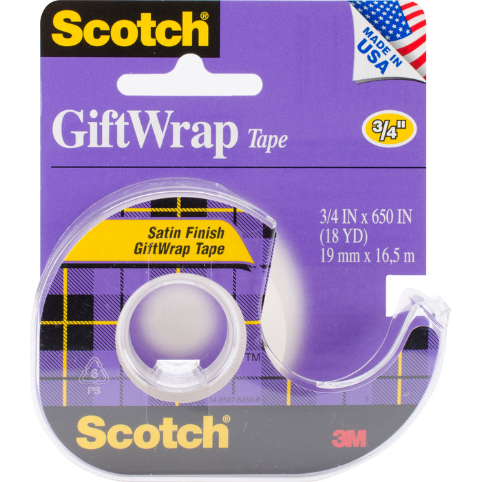 Scotch Gift Wrap Tape .75"x65"-Satin Finish
