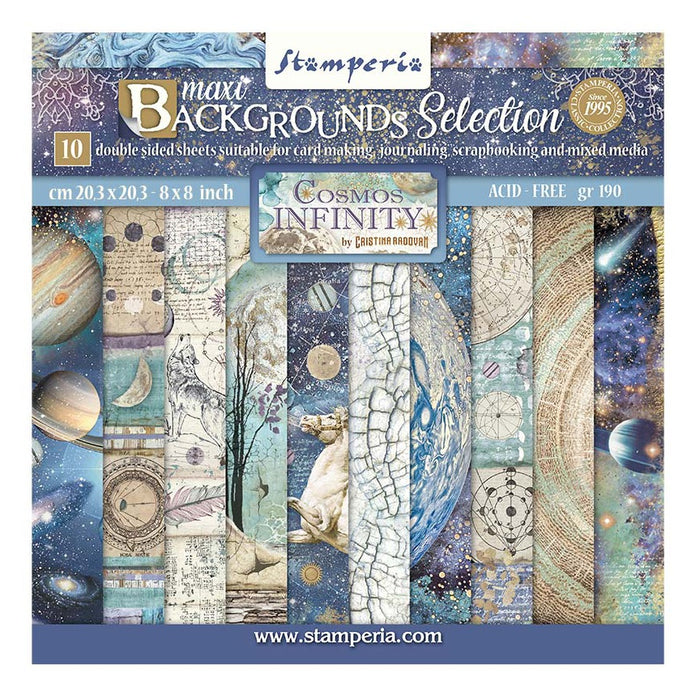 Stamperia Backgrounds Double-Sided Paper Pad 8"X8" 10/Pkg-Cosmos Infinity, 10 Designs/1 Each