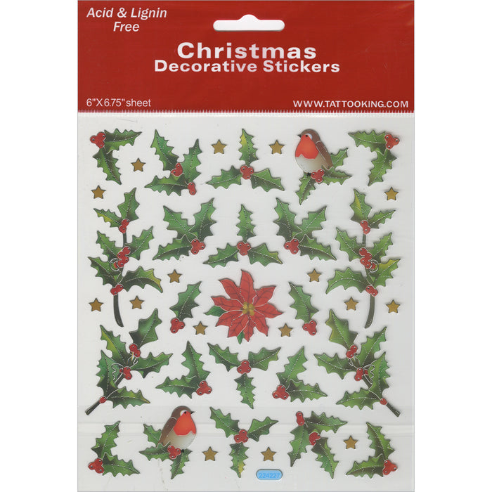 Sticker King Stickers-Holly Berries & Birds