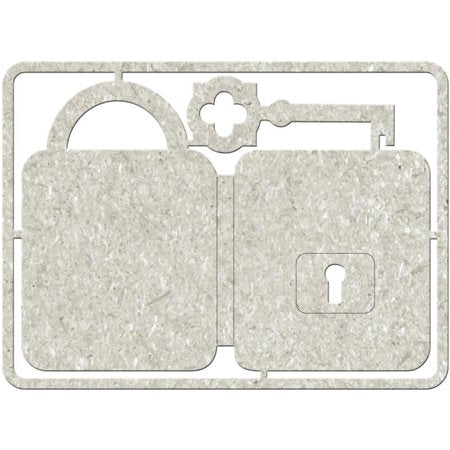 Fabscraps - Die-Cut Gray Chipboard - Lock & Key