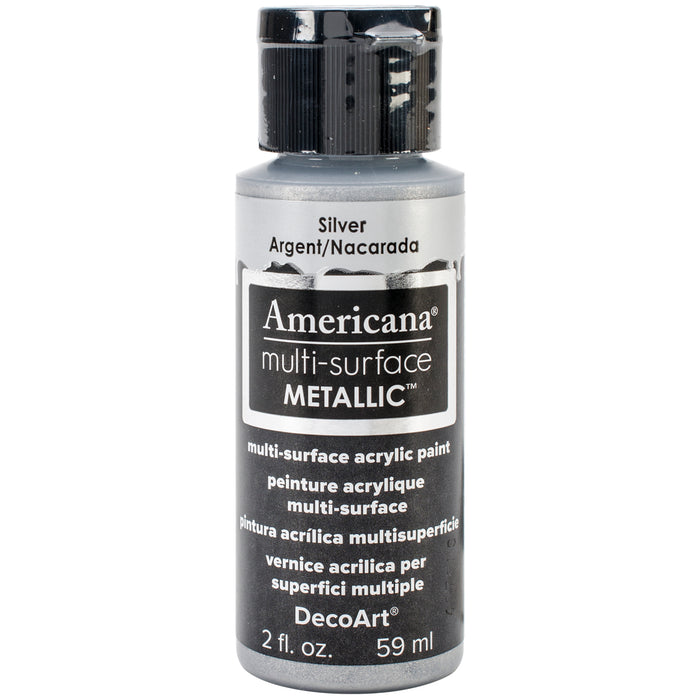 DecoArt Americana Multi-Surface Metallic Acrylic Paint 2oz-Silver