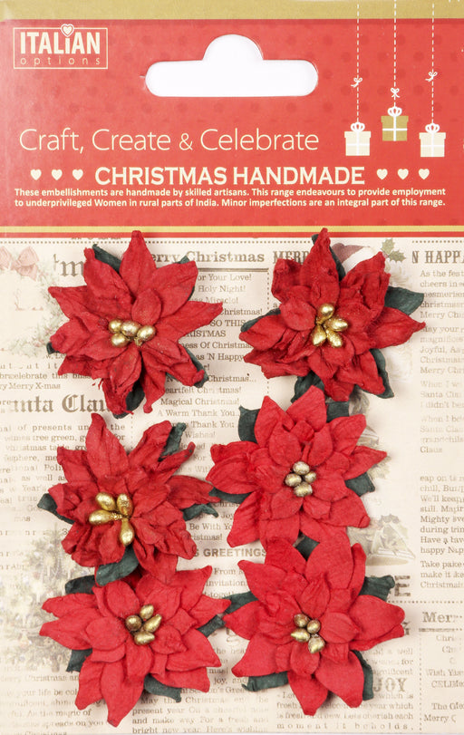 Little Birdie Christmas Embellishment 8/Pkg-Poinsettia Glory