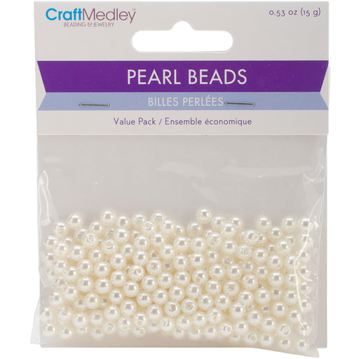 Craft Medley Pearl Beads Value Pack-5mm Ivory 265/Pkg