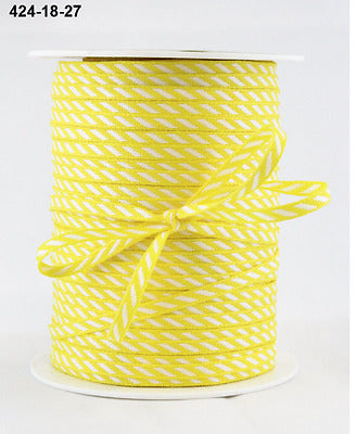 May Arts - 1/8 Inch Mini Diagonal Stripes Ribbon with Woven Edge - Yellow