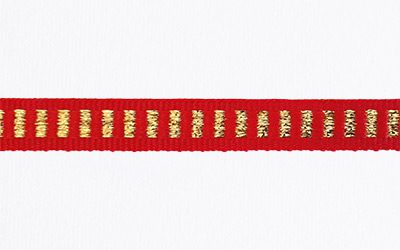 Petersham Ribbon - Ladder Red & Gold (10mm x 1 Meter)