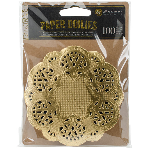 Prima Marketing Paper Doilies 4" 100/Pkg-Round Gold