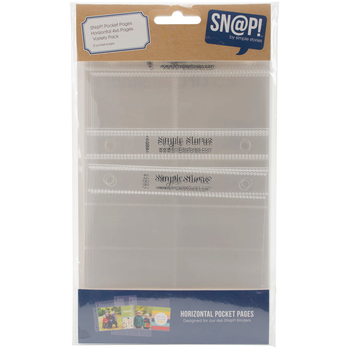 Simple Stories - Sn@p Horizontal Pocket Pages for Binders (12 Pack), 4" by 6"