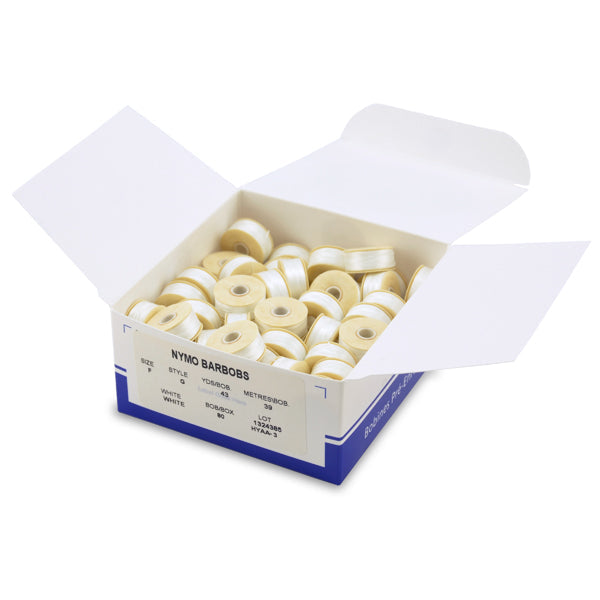 Nymo Thread, Size F, 0.35 mm / .014 in, White, 80 pc