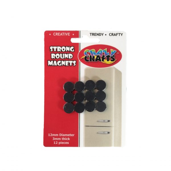 Crazy Crafts - Strong Round Magnet 12mm Diameter, 3mm Thick 12pcs