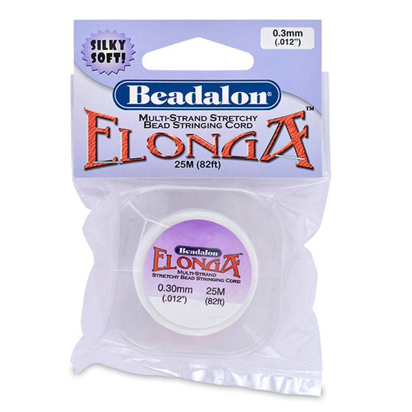 Elonga Stretch Cord, 0.3 mm / .012 in, White, 25 m / 82 ft