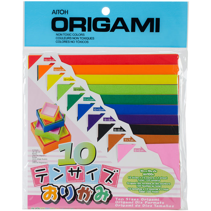 Aitoh Origami Paper 100/Pkg-Assorted Colors & Sizes