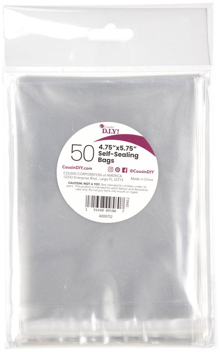 CousinDIY Self-Sealing Bags 50/Pkg-4.75"x5.75"