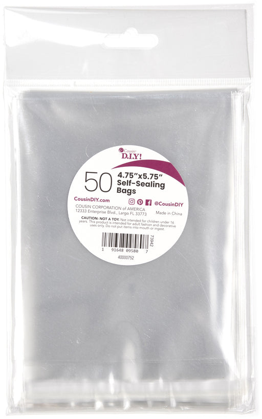 CousinDIY Self-Sealing Bags 50/Pkg-4.75"x5.75"