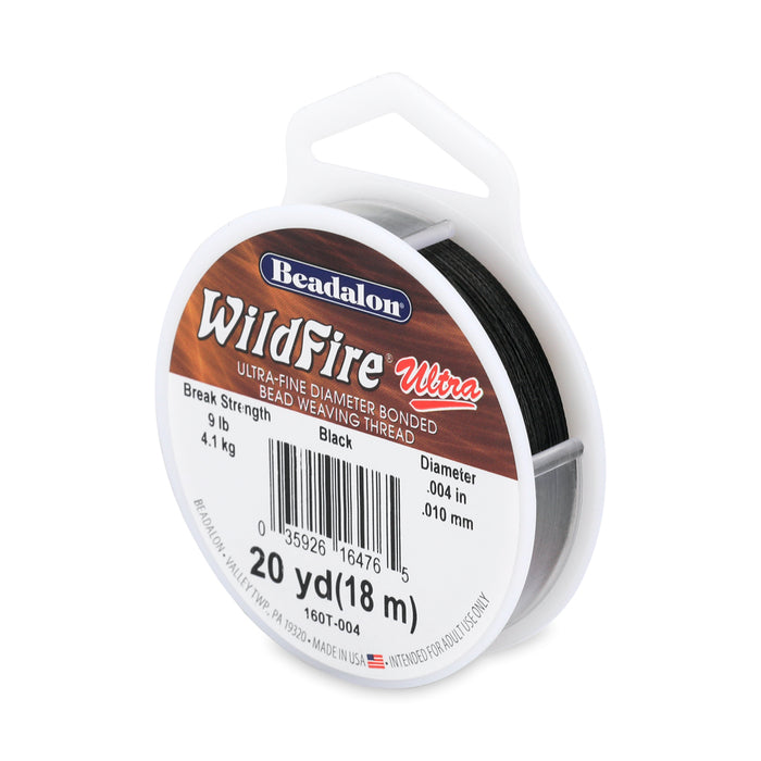 WildFire Ultra - Bead Weaving Thread - 0.004 in / 0.10 mm - 20 yards - Black