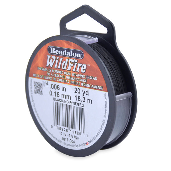 Wildfire - Bead Weaving Thread - 0.006 in, 0.15 mm, - Black, 20 yd