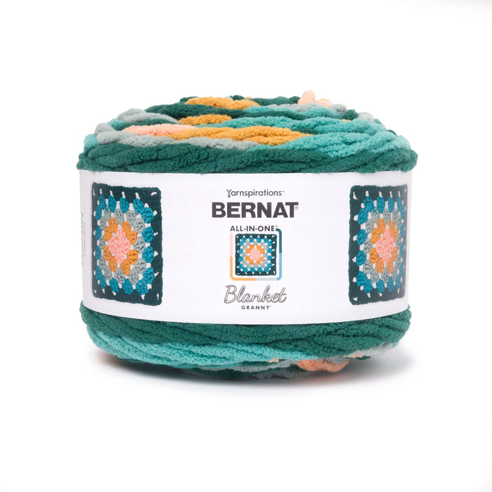 Bernat Blanket All In One Blanket Granny Square Yarn - Seaside Shine