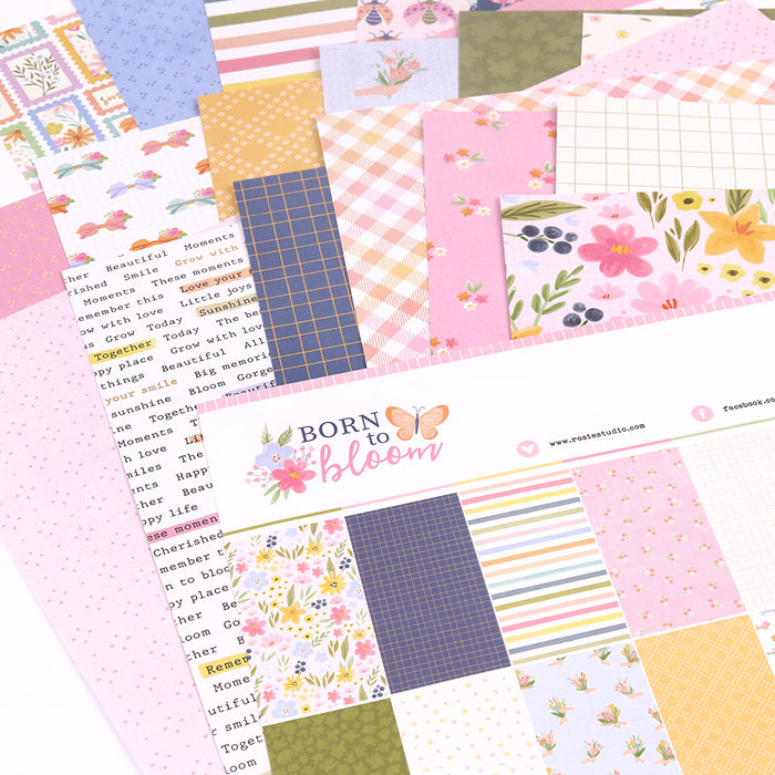 Rosies Studio BORN TO BLOOM 12×12″ Designer Paper Pack - 20pk