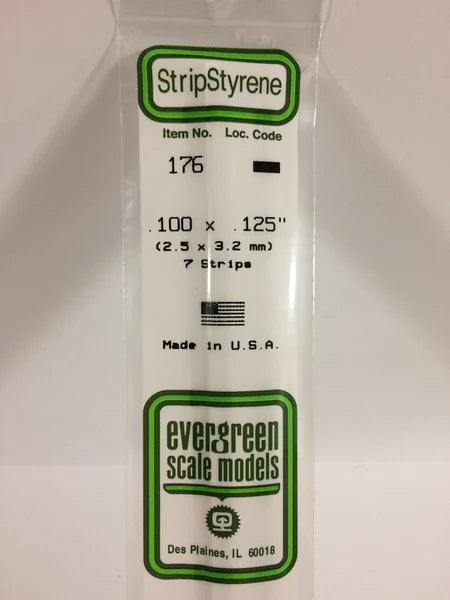 Evergreen Scale Models-186 - .125" X .125" Opaque White Polystyrene Strip