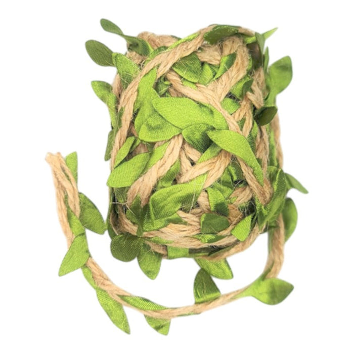 Doodles - Jute Ribbon - Natural With Leaves 3mmx 3M