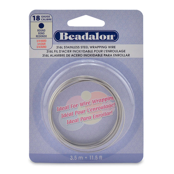 316L Stainless Steel Wrapping Wire, Round, 18 gauge 1.02 mm / .040 in, 3.5 m / 11.5 ft
