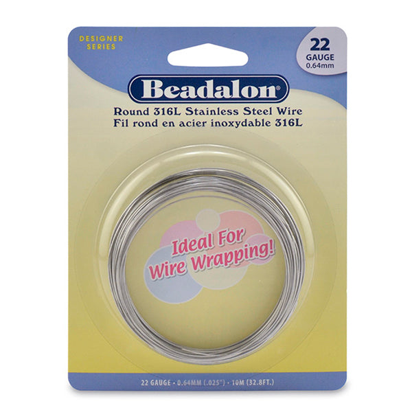 316L Stainless Steel Wrapping Wire, Round, 22 gauge .64 mm / .025 in, 10 m / 32.8 ft