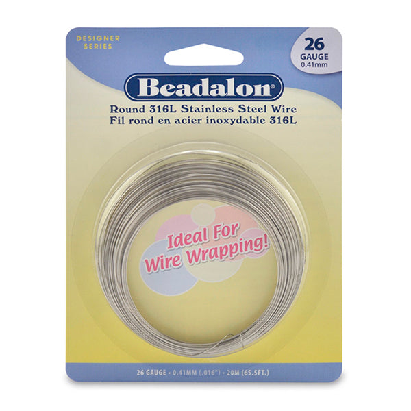 316L Stainless Steel Wrapping Wire, Round, 26 gauge .41 mm / .016 in, 20 m / 65.6 ft