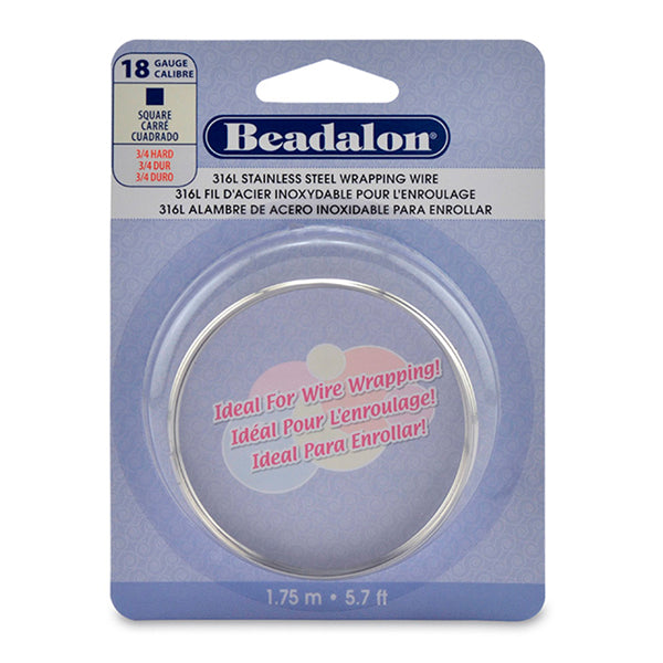 316L Stainless Steel Wrapping Wire, Square, 18 gauge 1.02 mm / .040 in, 1.75 m / 5.75 ft