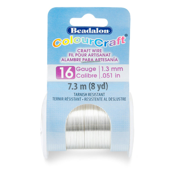 ColourCraft Wire, 16 Gauge 0.051 in / 1.30 mm, Silver Plated Tarnish Resistant, 7.3 m, / 8 yd spool