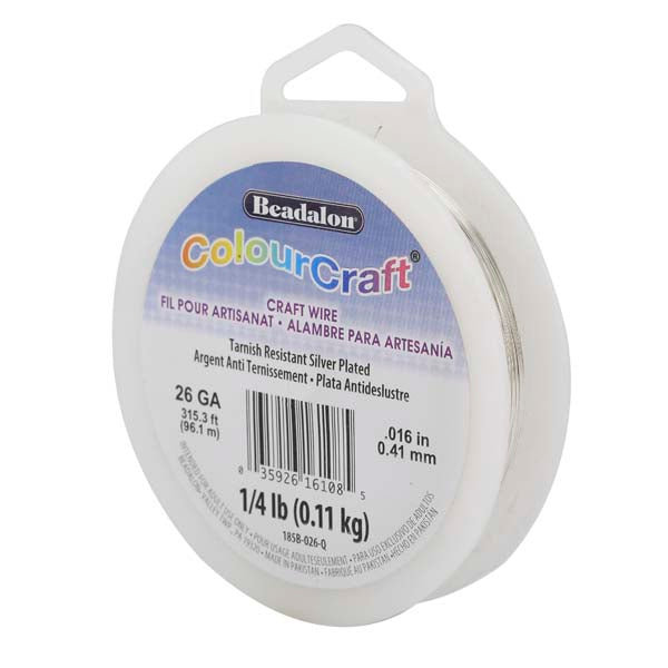 ColourCraft Wire, 24 Gauge 0.020 in / 0.51 mm, Silver Plated Tarnish Resistant, approx. 198 ft / 60 m, 1/4 lb / .11 kg