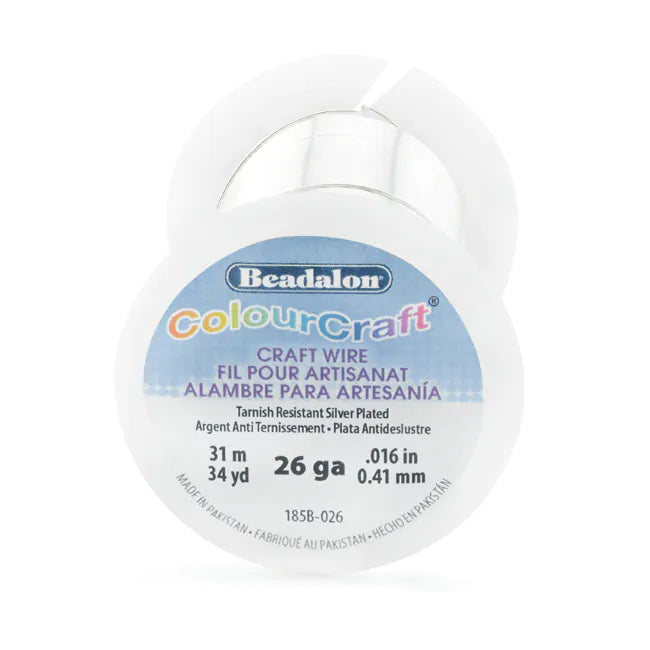 ColourCraft Wire, 26 Gauge 0.016 in / 0.41 mm, Silver Plated Tarnish Resistant, approx. 315 ft / 96 m, 1/4 lb / .11 kg