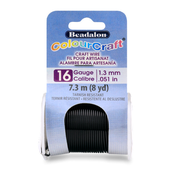 ColourCraft Wire, 16 Gauge 0.050 in / 1.30 mm, Black, 7.3 m, / 8 yd spool