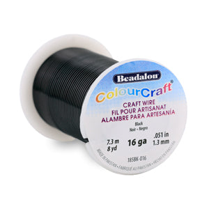 ColourCraft Wire, 16 Gauge 0.050 in / 1.30 mm, Black, 7.3 m, / 8 yd spool