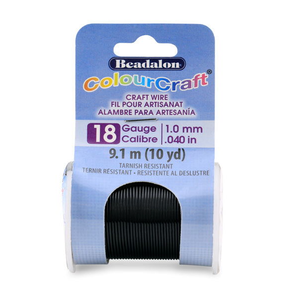 ColourCraft Wire, 18 Gauge 0.040 in / 1.02 mm, Black, 9.1 m / 10 yd spool