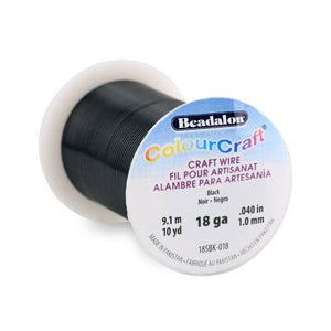 ColourCraft Wire, 18 Gauge 0.040 in / 1.02 mm, Black, 9.1 m / 10 yd spool