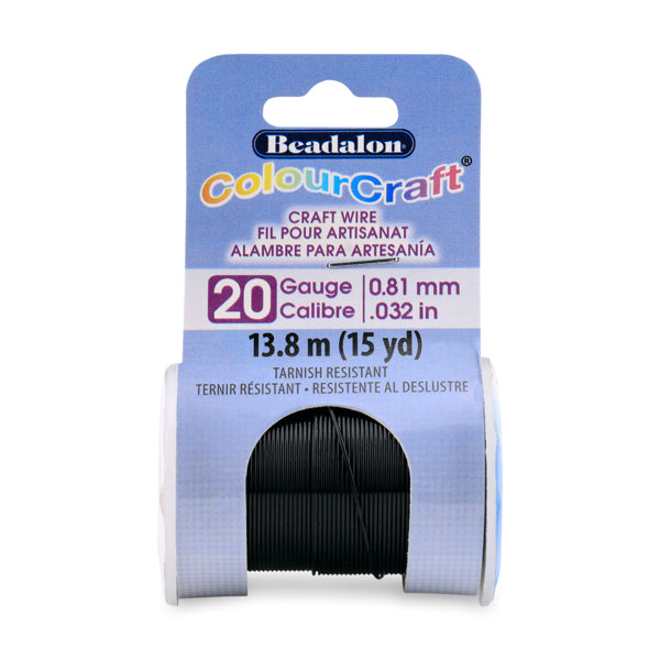 ColourCraft Wire, 20 Gauge 0.032 in / 0.81 mm, Black, 13.8 m / 15 yd spool