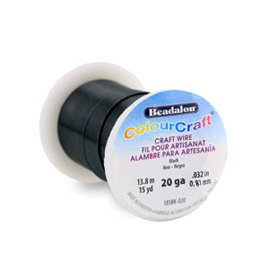 ColourCraft Wire, 20 Gauge 0.032 in / 0.81 mm, Black, 13.8 m / 15 yd spool