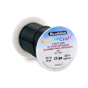 ColourCraft Wire, 22 Gauge 0.025 in / 0.64 mm, Black, 18.3 m / 20 yd spool