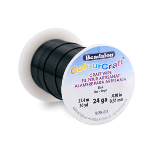 ColourCraft Wire, 24 Gauge 0.020 in / 0.51 mm, Black, 27.4 m / 30 yd spool