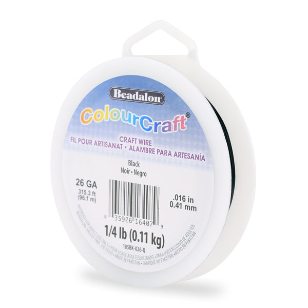ColourCraft Wire, 26 Gauge 0.016 in / 0.41 mm, Black, approx. 315 ft / 96 m, 1/4 lb / .11 kg