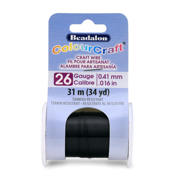 ColourCraft Wire, 26 Gauge 0.016 in / 0.41 mm, Black, 31 m / 34 yd spool