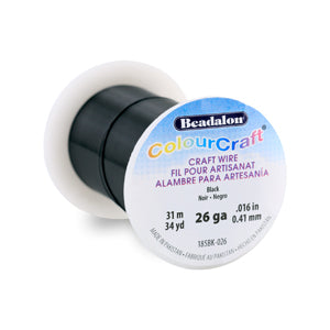 ColourCraft Wire, 26 Gauge 0.016 in / 0.41 mm, Black, 31 m / 34 yd spool
