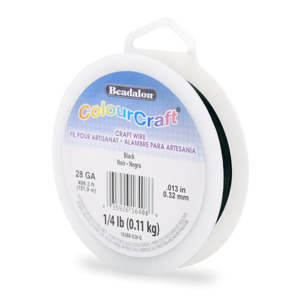 ColourCraft Wire, 28 Gauge 0.013 in / 0.32 mm, Black, approx. 498 ft / 151 m, 1/4 lb / .11 kg