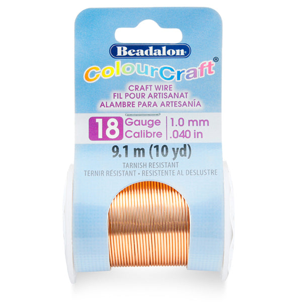 ColourCraft Wire, 18 Gauge 0.040 in / 1.02 mm, Copper, 9.1 m / 10 yd spool