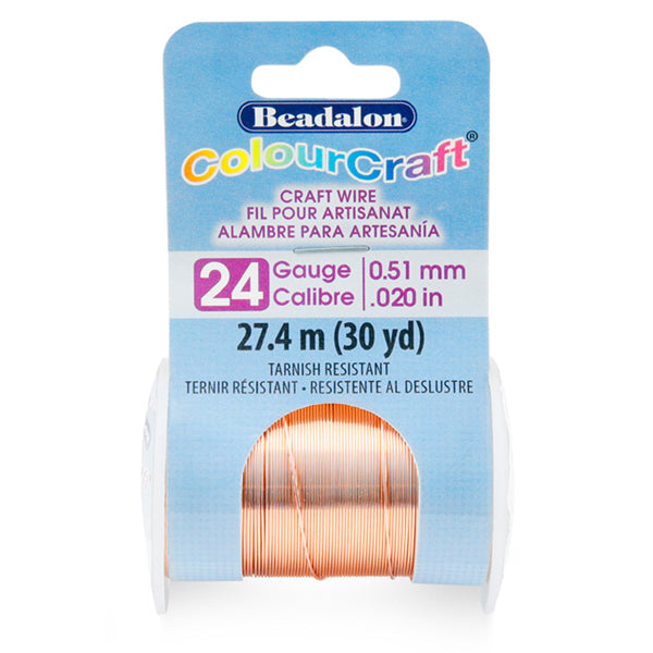 ColourCraft Wire, 24 Gauge 0.020 in / 0.51 mm, Copper, 27.4 m / 30 yd spool