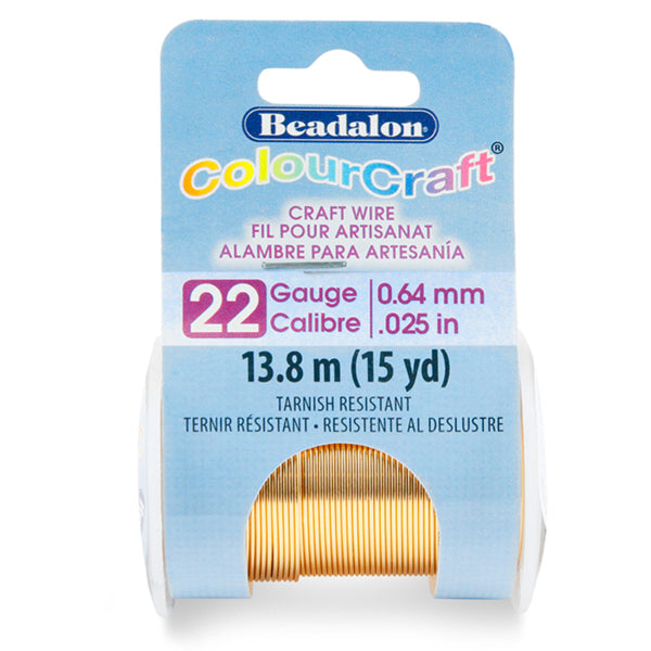 ColourCraft Wire, 22 Gauge 0.025 in / 0.64 mm, Brass Light, 18.3 m / 20 yd spool