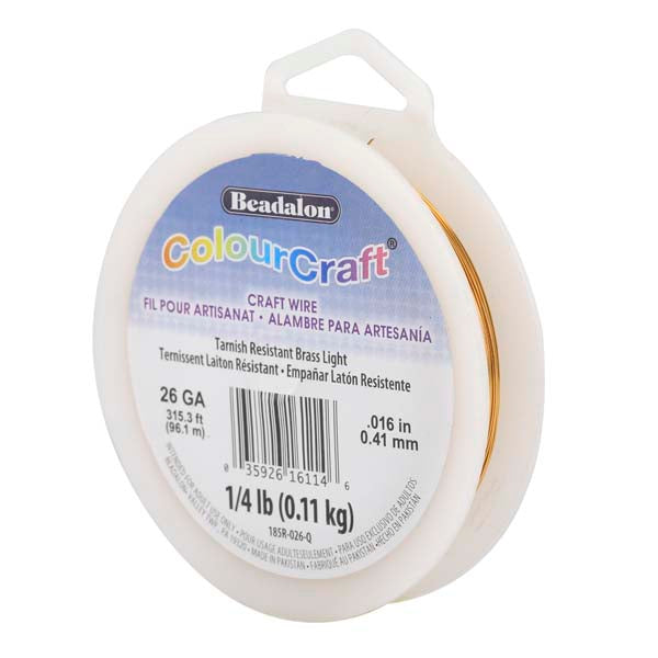 ColourCraft Wire, 26 Gauge 0.016 in / 0.41 mm, Brass Light, approx. 315 ft / 96 m, 1/4 lb / .11 kg