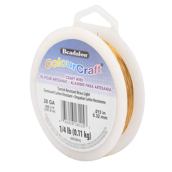 ColourCraft Wire, 28 Gauge 0.013 in / 0.32 mm, Brass Light, approx. 498 ft / 151 m, 1/4 lb / .11 kg